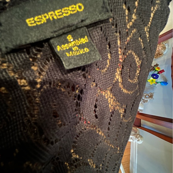 Espresso black lace cover up with tassels. Size small. Excellent condition. - Picture 4 of 4